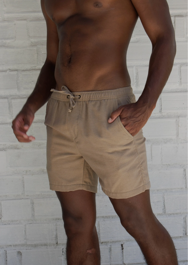 Short Veludo Cotelê Bege