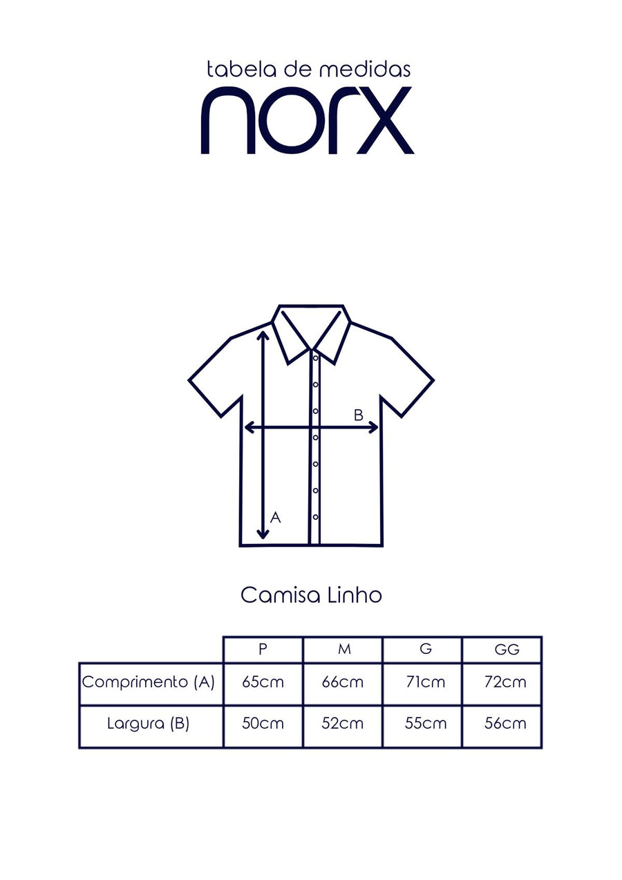 Tabela de medidas Camisa Linho Bordô